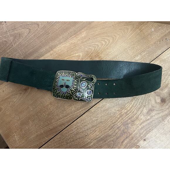 Vintage 1960s Lion Enamel And Brass Leather Statement Belt. main image 6